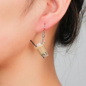 Mini Fashion Boba Tea/Iced Coffee Cup Drop Dangle Earrings NWOT